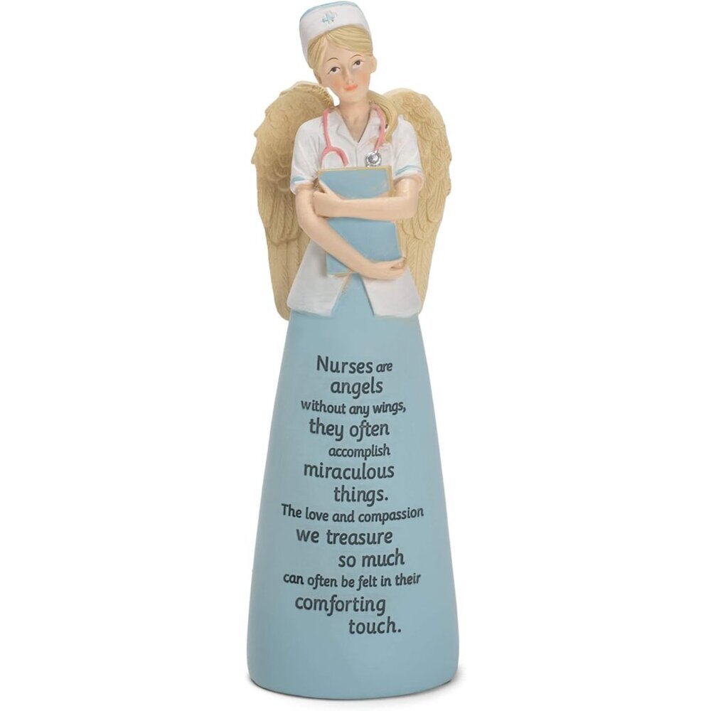 Nurses are Angels Without Wings Blue 6 Inch Resin Tabletop Angel Figurine
